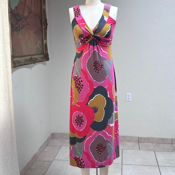 Boden Dresses & Skirts - Boden Twist Front Maxi Dress Pink Floral Mod Retro Sleeveless Petite 6P